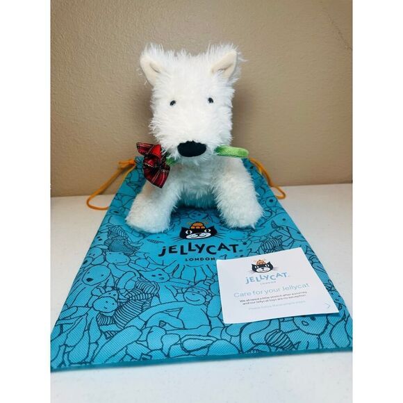 NWT AUTHENTIC Jellycat Munro Scottie Dog w/ ‘Love You’ Rose Plush Stuffed Animal - Picture 2 of 16